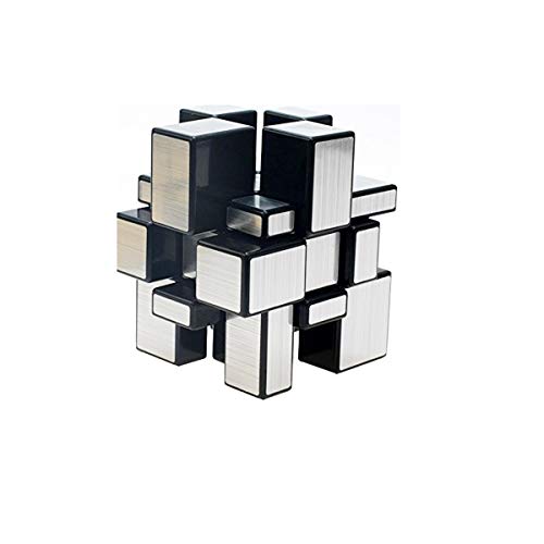 EasyGame - 3x3x3 Espejo Plata Speed Cube Puzzle Blanco Cuerpo + Plata ticker (Plata + Negro)