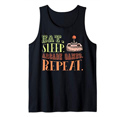 Eat Sleep Arcade Games Repetir Retro Arcade Gaming Camiseta sin Mangas