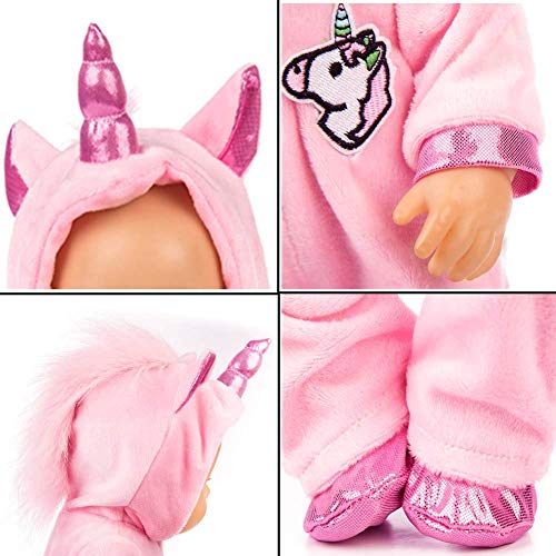 ebuddy 2 unids/set unicornio traje mono muñeca ropa con zapatos para 43 cm recién nacidos bebé muñecas/15 pulgadas Bitty Baby Dolls