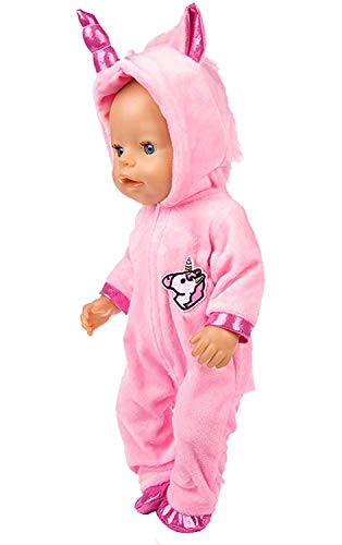 ebuddy 2 unids/set unicornio traje mono muñeca ropa con zapatos para 43 cm recién nacidos bebé muñecas/15 pulgadas Bitty Baby Dolls