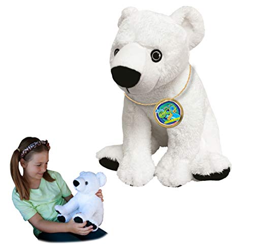 EcoBuddiez - Oso Polar de Deluxebase. Peluche Grande de 30 cm elaborado con Botellas de plástico recicladas. Lindo Peluche ecológico con Forma de animalito para niños pequeños.