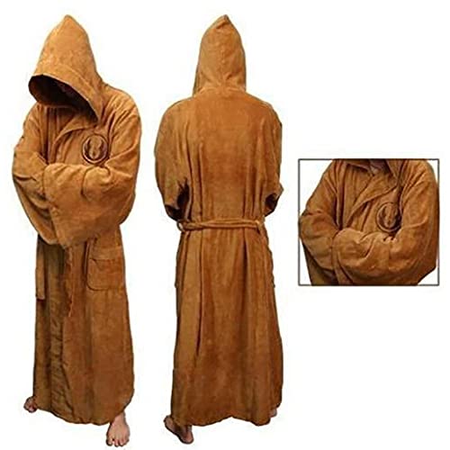 EElabper 1 Unid Jedi Knight Robe Fleece Throes Star Wars Bath Robe Cosplay Disfraz Set para Hombre Y Mujeres (l, Marrón)