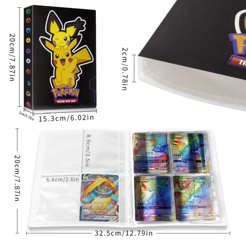 Egmelos Álbum de Cartas Coleccionables, Tarjetero es apto para Pokémon, 30 Páginas de Albunes Pokemon, con Capacidad para 240 Tarjetas (A1 Pikachu negro）