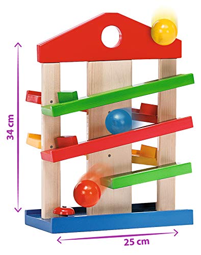 Eichhorn - Circuito de Bolas y Rampas en Madera, para Niños a partir de 1 Año - 25 x 12 x 34 cm