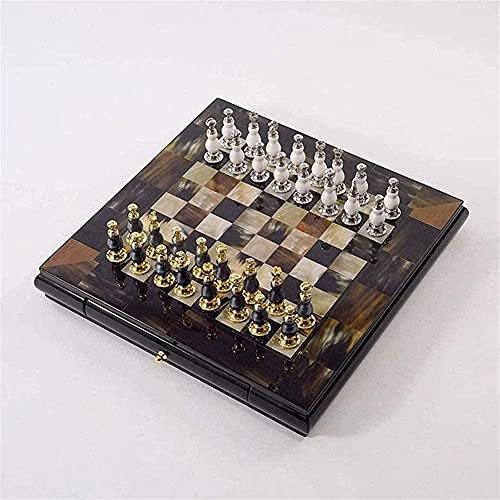 EIERFSKIOT ajedrez magnetico Tablero ajedrez ajedrez Profesional Tablero de ajedrez magnético International Chess Gold y Sier Pieces con Almacenamiento Juego de Juguete para Viajes al Aire Libre Inte