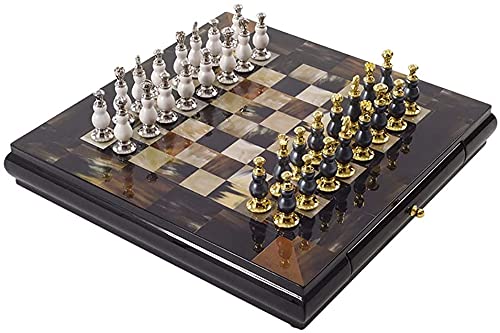 EIERFSKIOT ajedrez magnetico Tablero ajedrez ajedrez Profesional Tablero de ajedrez magnético International Chess Gold y Sier Pieces con Almacenamiento Juego de Juguete para Viajes al Aire Libre Inte