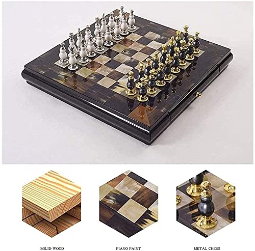 EIERFSKIOT ajedrez magnetico Tablero ajedrez ajedrez Profesional Tablero de ajedrez magnético International Chess Gold y Sier Pieces con Almacenamiento Juego de Juguete para Viajes al Aire Libre Inte