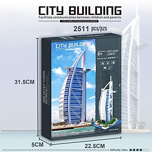 El Hotel Burj Al Arab de Dubái Bloques de Construcción (2511PCS) Juguetes de la Serie World'S Great Architecture - Regalo para Niños y Adultos