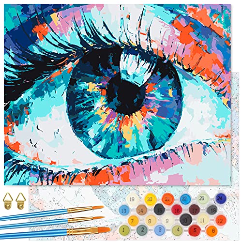 Emooqi Pintar por Números Adultos, DIY Paint by Numbers Kits de Pintura Numeros con Lienzo, Cuadros por Numeros, Pinceles y Pinturas Acrílicas para Decoración Hogar, Sin Marco, 47 x 57cm (Ojo)