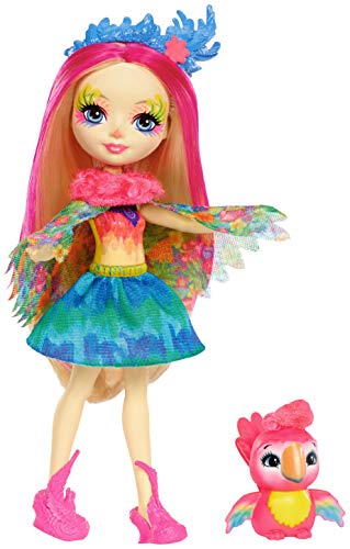 Enchantimals - Muñeca Peeki Parrot - muñeca, Edad recomandada 4 - 10 años (Mattel FJJ21) + Muñeco con Mascota Hixby Hedgehog (Mattel FJJ22)