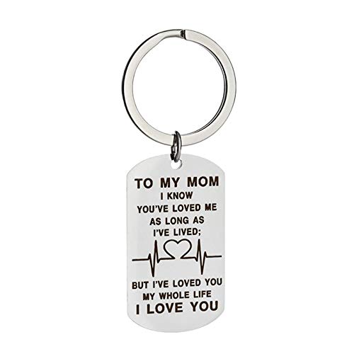 Epinki Acero Inoxidable Llavero Perro Tag TO MY MOM I Know You'Re Love ME. Plata Llavero