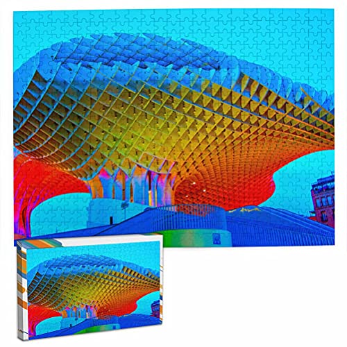 España Metropol Parasol Sevilla Rompecabezas para Adultos, 500 Piezas de Madera, Regalo de Viaje, Recuerdo, 20.4 x 15 Pulgadas