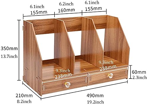 Estantería de escritorio Organizador de clasificación de la oficina de almacenamiento de la oficina, estantería del estudiante con cajones, estantería Doble capa Pantalla de madera Organizador de esta
