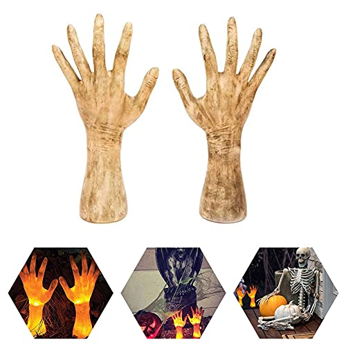 Estatua de manos de resina de Halloween, Apoyos de mano de resina de zombi, Decoración Zombie Izquierda Derecha, Apoyos de la mano del zombi aterrador, Adorno de accesorios de demonio 2 piezas