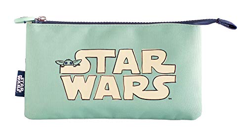 Estuche 3 comparimentos - Estuche Star Wars│Estuche The Mandalorian perfecto para la vuelta al cole - Estuche escolar- Estuche Baby Yoda - Producto con licencia oficial