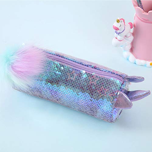 Estuche Para Lápices Unicornio Con Lentejuelas ZSWQ Estuche De Lápices Unicornio Bolsos Cosmético De Lentejuelas Estuche De Lápiz De Estudiante De Lentejuela Para Niñas Bolsa De Maquillaje