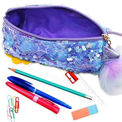 Estuche Para Lápices Unicornio Con Lentejuelas ZSWQ Estuche De Lápices Unicornio Bolsos Cosmético De Lentejuelas Estuche De Lápiz De Estudiante De Lentejuela Para Niñas Bolsa De Maquillaje