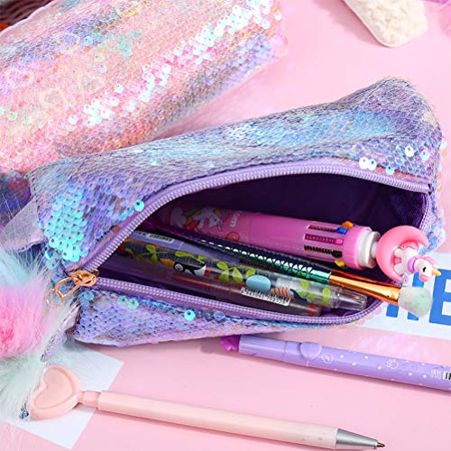 Estuche Para Lápices Unicornio Con Lentejuelas ZSWQ Estuche De Lápices Unicornio Bolsos Cosmético De Lentejuelas Estuche De Lápiz De Estudiante De Lentejuela Para Niñas Bolsa De Maquillaje