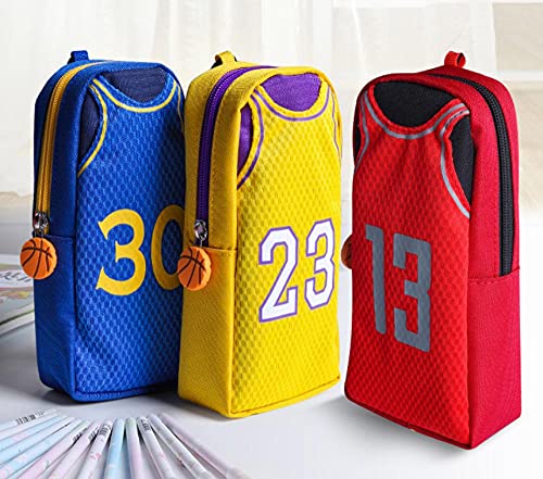 Estuches De Lapices Baloncesto Ropa Deportiva Estilo Cremallera Lona Estudiante Estuche De Lápices De Gran Capacidad Bolsa De Papelería Amarillo