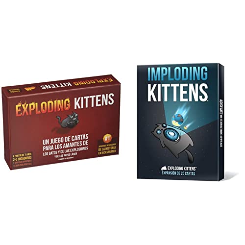 Exploding Kittens- Juego de Cartas (EKEK0001) + Asmodee Imploding Kittens (EKEK03ES)