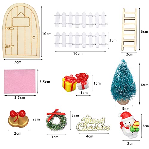 Exslend Juego de gnomo en Miniatura Juego de Accesorios para Duende Set de Navidad en Miniatura, Accesorios en Miniatura de Navidad 12 Piezas, Jecoraciones para Navidad