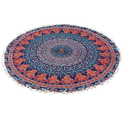 Eyes of India - 32" de Colores Redondo Suelo Meditación Cojín Asiento Manta Funda Mandala Hippie Redondo Colores Decorativos India Boho Elegante Cama para Perro Bohemio Adorno Hecho a Mano Cubierta