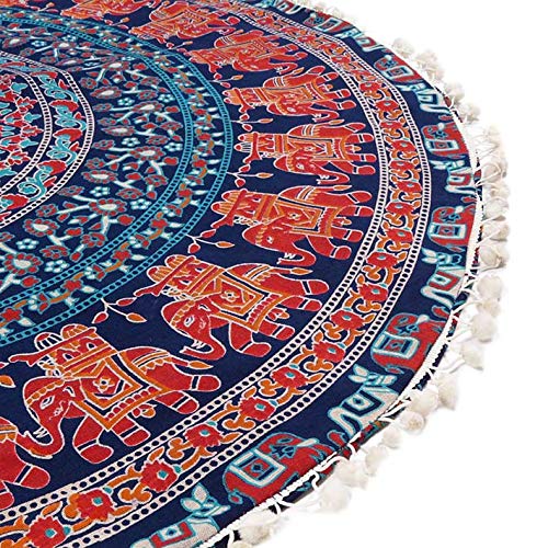 Eyes of India - 32" de Colores Redondo Suelo Meditación Cojín Asiento Manta Funda Mandala Hippie Redondo Colores Decorativos India Boho Elegante Cama para Perro Bohemio Adorno Hecho a Mano Cubierta