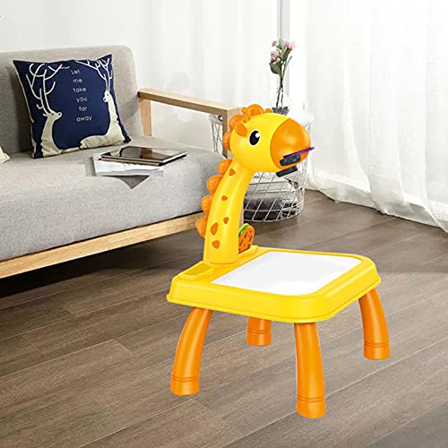 F Fityle 24 Estilos Creativos para Niños, Proyector LED, Mesa de Dibujo, Juguetes para Niños, Tablero de Pintura, Escritorio, Artes y Manualidades - Amarillo