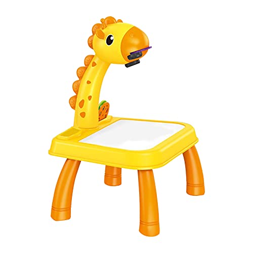 F Fityle 24 Estilos Creativos para Niños, Proyector LED, Mesa de Dibujo, Juguetes para Niños, Tablero de Pintura, Escritorio, Artes y Manualidades - Amarillo