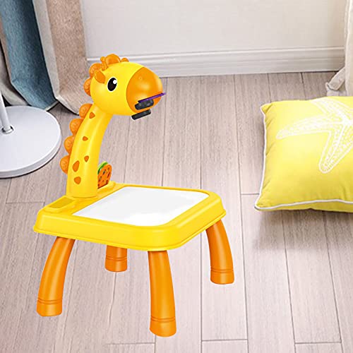 F Fityle 24 Estilos Creativos para Niños, Proyector LED, Mesa de Dibujo, Juguetes para Niños, Tablero de Pintura, Escritorio, Artes y Manualidades - Amarillo