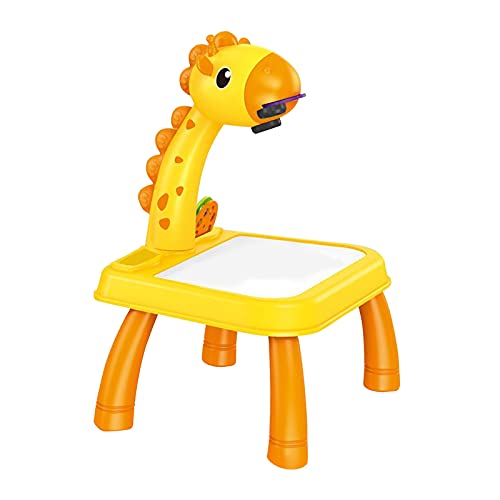 F Fityle 24 Estilos Creativos para Niños, Proyector LED, Mesa de Dibujo, Juguetes para Niños, Tablero de Pintura, Escritorio, Artes y Manualidades - Amarillo