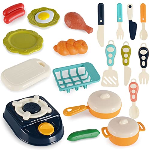 F Fityle Juego de Comida para niños, niñas, Cortar Comida, Juego de simulación, Utensilios de Cocina, Preescolar, pequeño Chef, Divertido, Cocina, Jugar, 22 Piezas