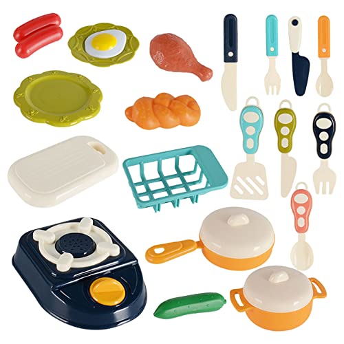 F Fityle Juego de Comida para niños, niñas, Cortar Comida, Juego de simulación, Utensilios de Cocina, Preescolar, pequeño Chef, Divertido, Cocina, Jugar, 22 Piezas