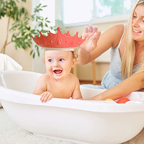 F Fityle Sombrero de champú para Baby Shower, Visera de baño de plástico Ajustable, baño Impermeable para Lavado de Cabello para niñas y niños - Rojo