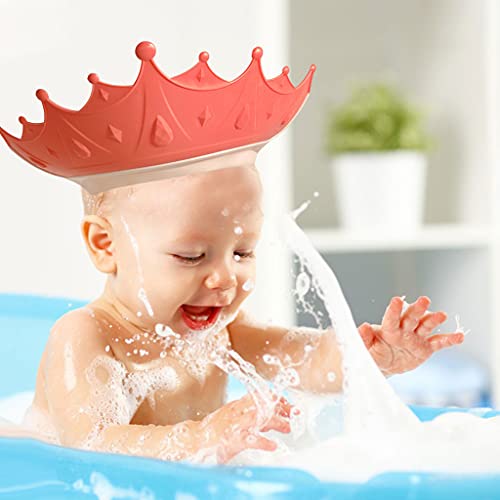 F Fityle Sombrero de champú para Baby Shower, Visera de baño de plástico Ajustable, baño Impermeable para Lavado de Cabello para niñas y niños - Rojo