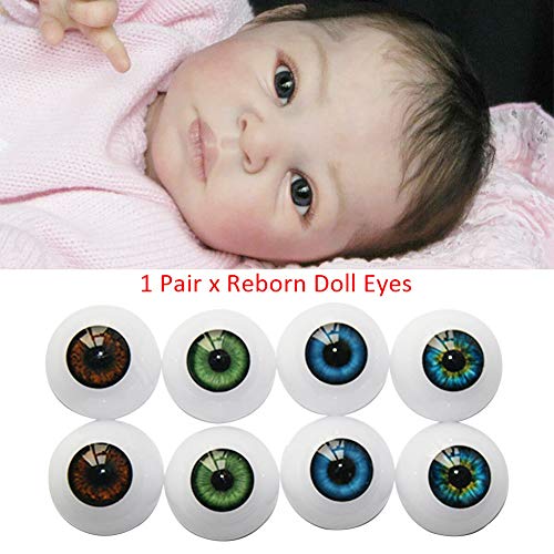 Faderr Reborn Doll Ojos de muñeca, ojos de muñeca, 1 par realista de 20 mm, 22 mm, 24 mm, simulación de ojos, para manualidades, marionetas, ositos, juguetes de peluche (azul 24 mm)