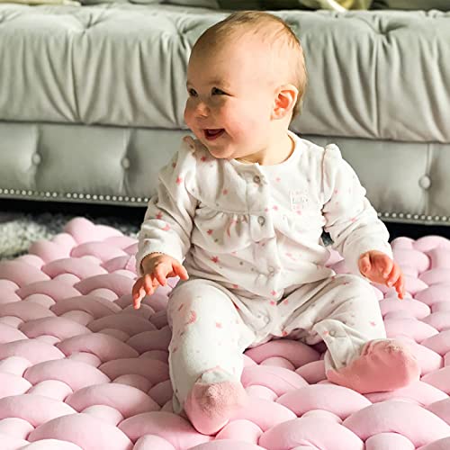 FAMYNGL Alfombrilla De Felpa Trenzada con Nudos Cojín Grande para El Suelo Alfombrilla para Gatear Alfombrilla para La Siesta para Niños Alfombrillas para El Suelo para Niños,Wine Red