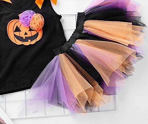 FANCYINN Baby Girls Pumpkin Skeleton Tutu Dress Baby Girls My 1st Disfraz de Halloween Conjunto de 2 Piezas Calabaza