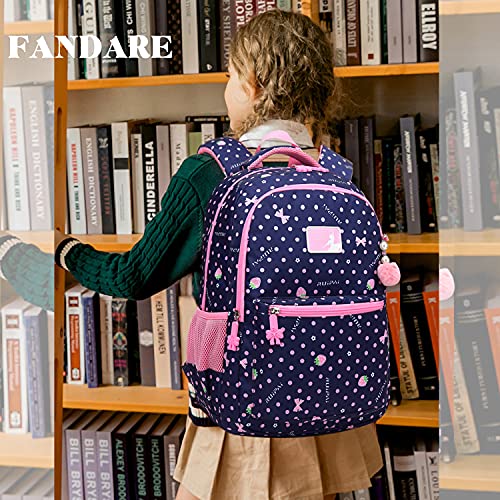 FANDARE Mochila Infantil para niña Mochila Escolar Toddler Kids Mochila Escolar Adolescente Daypacks Niño Viaje Mochilas Impermeable Poliéster Azul Oscuro