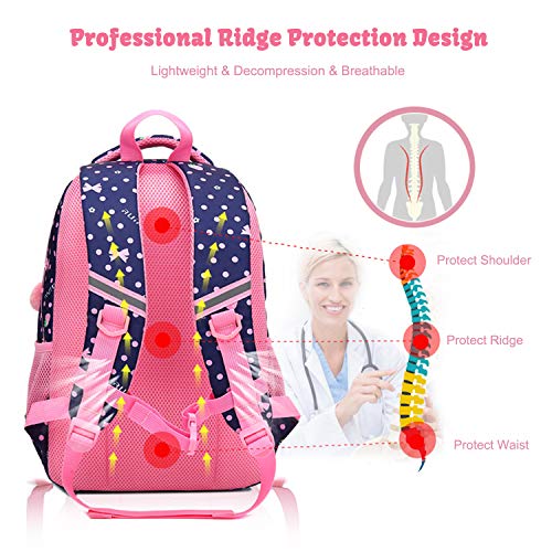 FANDARE Mochila Infantil para niña Mochila Escolar Toddler Kids Mochila Escolar Adolescente Daypacks Niño Viaje Mochilas Impermeable Poliéster Azul Oscuro