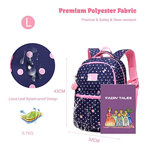 FANDARE Mochila Infantil para niña Mochila Escolar Toddler Kids Mochila Escolar Adolescente Daypacks Niño Viaje Mochilas Impermeable Poliéster Azul Oscuro