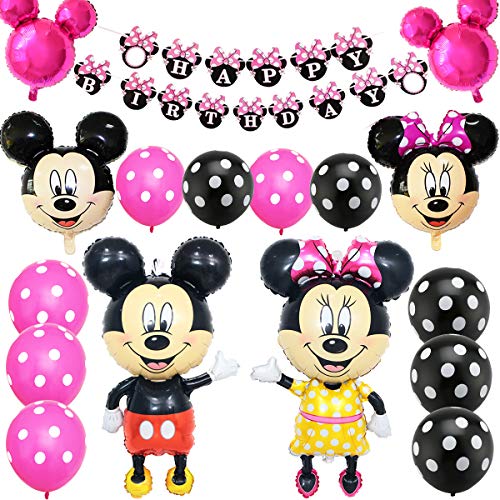 FANDE Mickey Party Globos, Decoraciones de cumpleaños de Mickey Mouse, Mickey y Minnie Party Decorations Fiesta de cumpleaños de Mickey Mouse con Globos Rojos