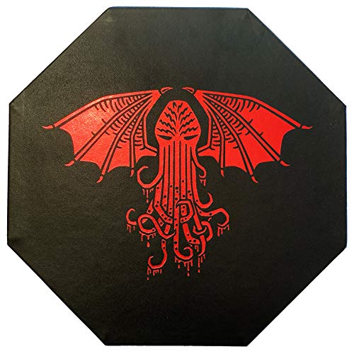 Fantasydice -Cthulhu Tome-RED- Bandeja de almacenamiento y Rolling Tray - Octagon de 20 cm con tapa y dice Staging Area Staging Staging Area Holds 5 Sets(7 Dice Set/estándar) para All Tabletop RPGs