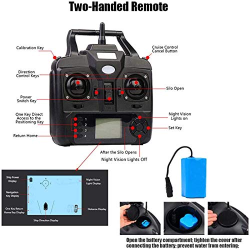 FDYD RC Cebo de Pesca de Barco 500m Distancia GPS Postion travesía Auto Remoto Control de la Pesca de Cebo Vivo con Control de Almacenamiento de Tres ablel anidamiento,12000mAh