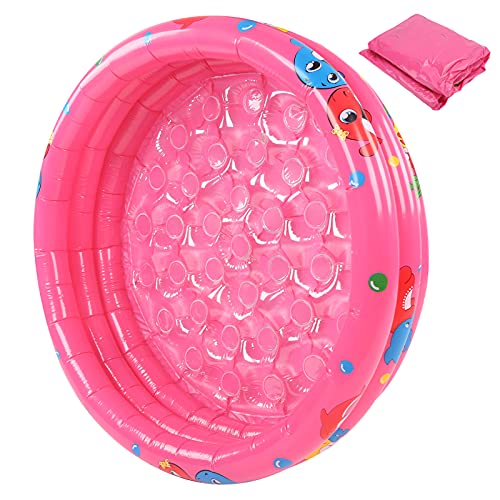 FECAMOS Pink Baby Pool, Piscina de Juegos de Agua Suave y Protectora para Interiores y Exteriores para niños(120cm)