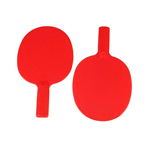 FEEE-ZC 1 par de Bates de Tenis de Mesa, Raqueta de plástico para niños, práctica, Entrenamiento, Patines de plástico para niños (Rojo)