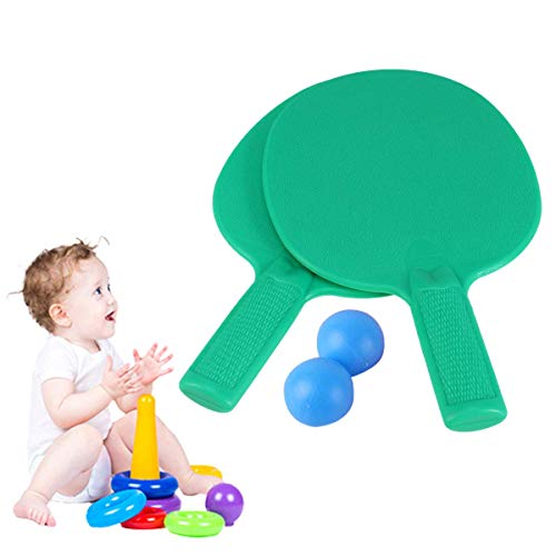 FEEE-ZC 1 par de Bates de Tenis de Mesa, Raqueta de plástico para niños, práctica, Entrenamiento, Patines de plástico para niños (Verde)