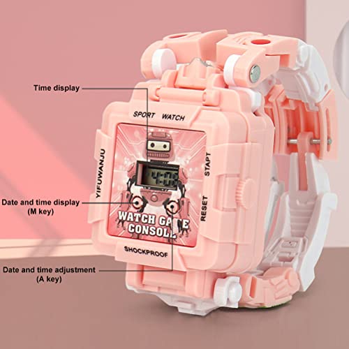 Fencelly Reloj de robot transformador 2 en 1 para niños, transformación manual de figuras de acción, reloj con modo de juego para niños pequeños, regalos de cumpleaños de Navidad, azul celeste,