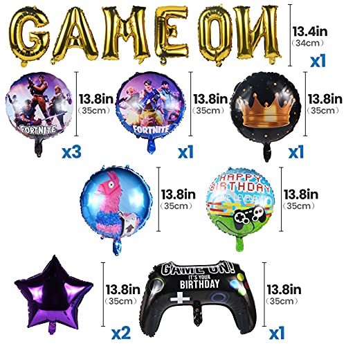 FGen 11PCS Artículos de Fiestas para Fanáticos de los Videojuegos, Decoración de la Fiesta de Videojuegos, Cumpleaños Infantil de Tema de Videojuegos Globos Adornos,Videojuegos Globos de Aluminio