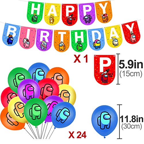 FGen Globos Cumpleaños para Videojuegos Decoraciones, Cumpleaños Supplies Set, Incluye Pancarta Feliz Cumpleaños, Globos, Juegos para niños Adultos Decoraciones de Fiesta (25 Piezas)